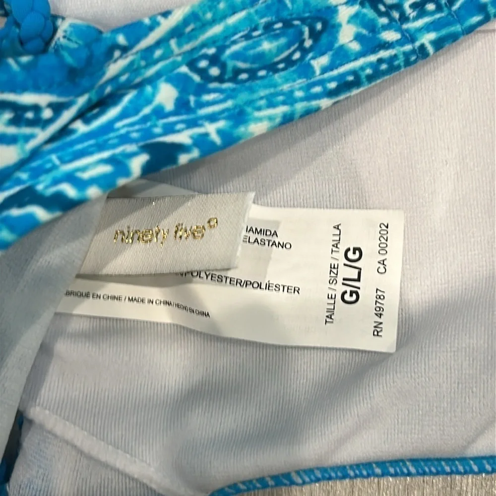 Ninety Five blue halter swim bikini top size large